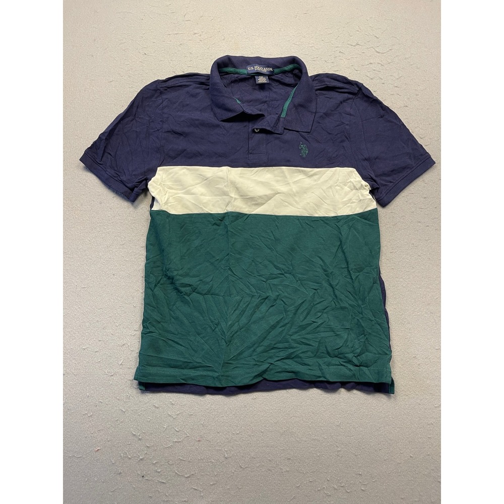 U.S. Polo Assn. Polo Shirt Cotton Navy White Green XXL 18 Boys